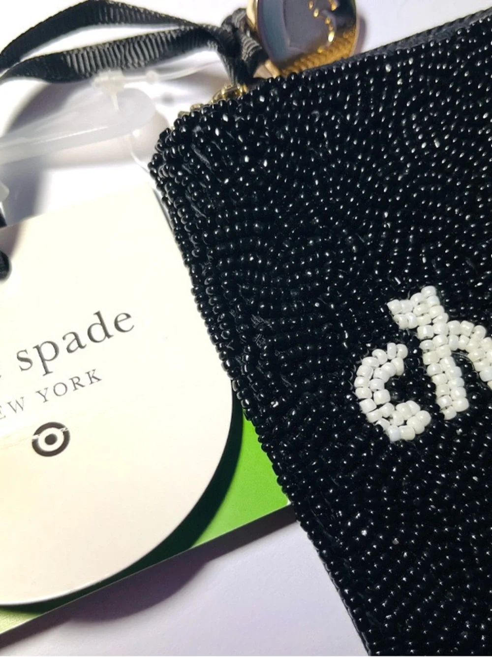 Kate Spade champagne & french fries beaded clutch NEW